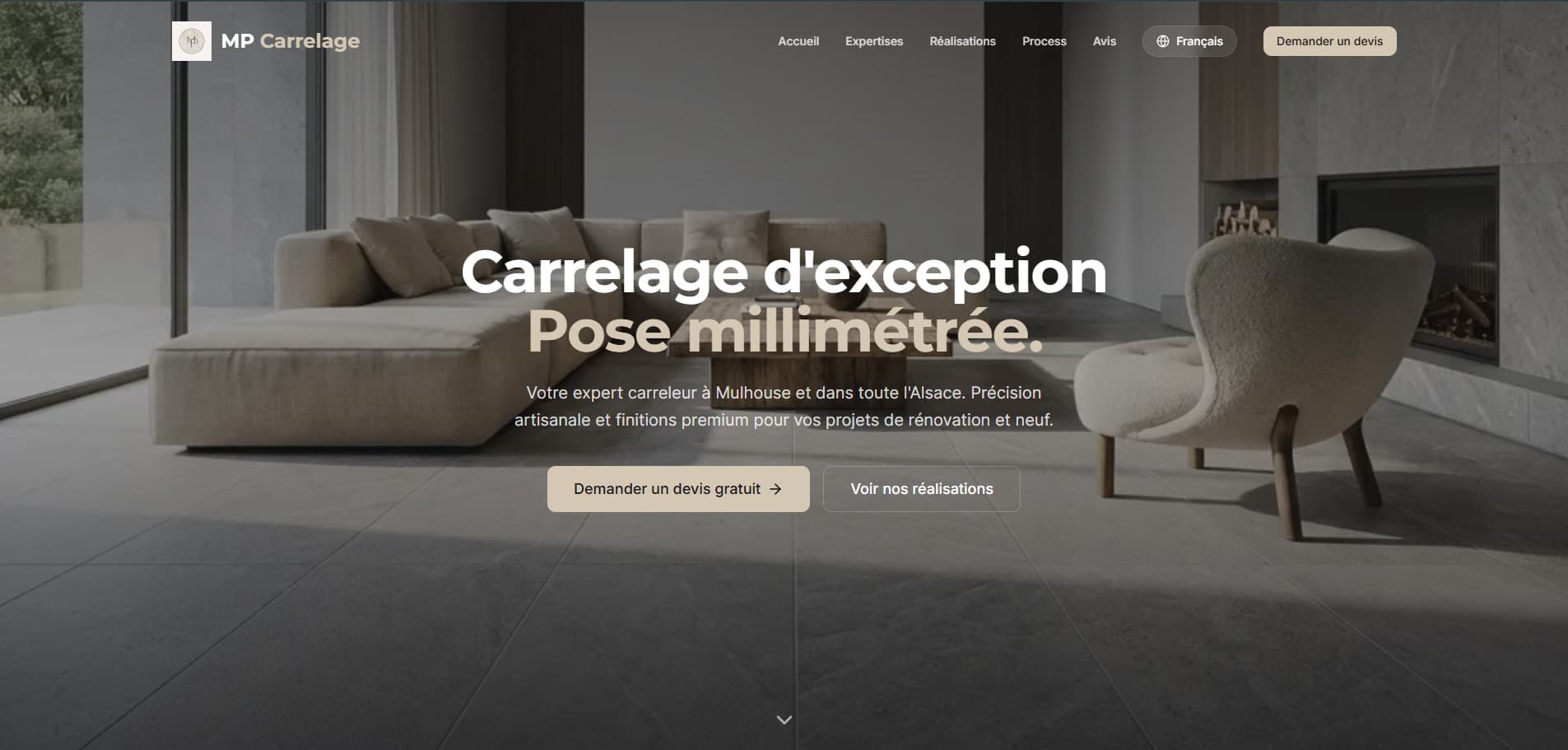 Création site vitrine Mulhouse - Performance Record MP Carrelage par Dyvase